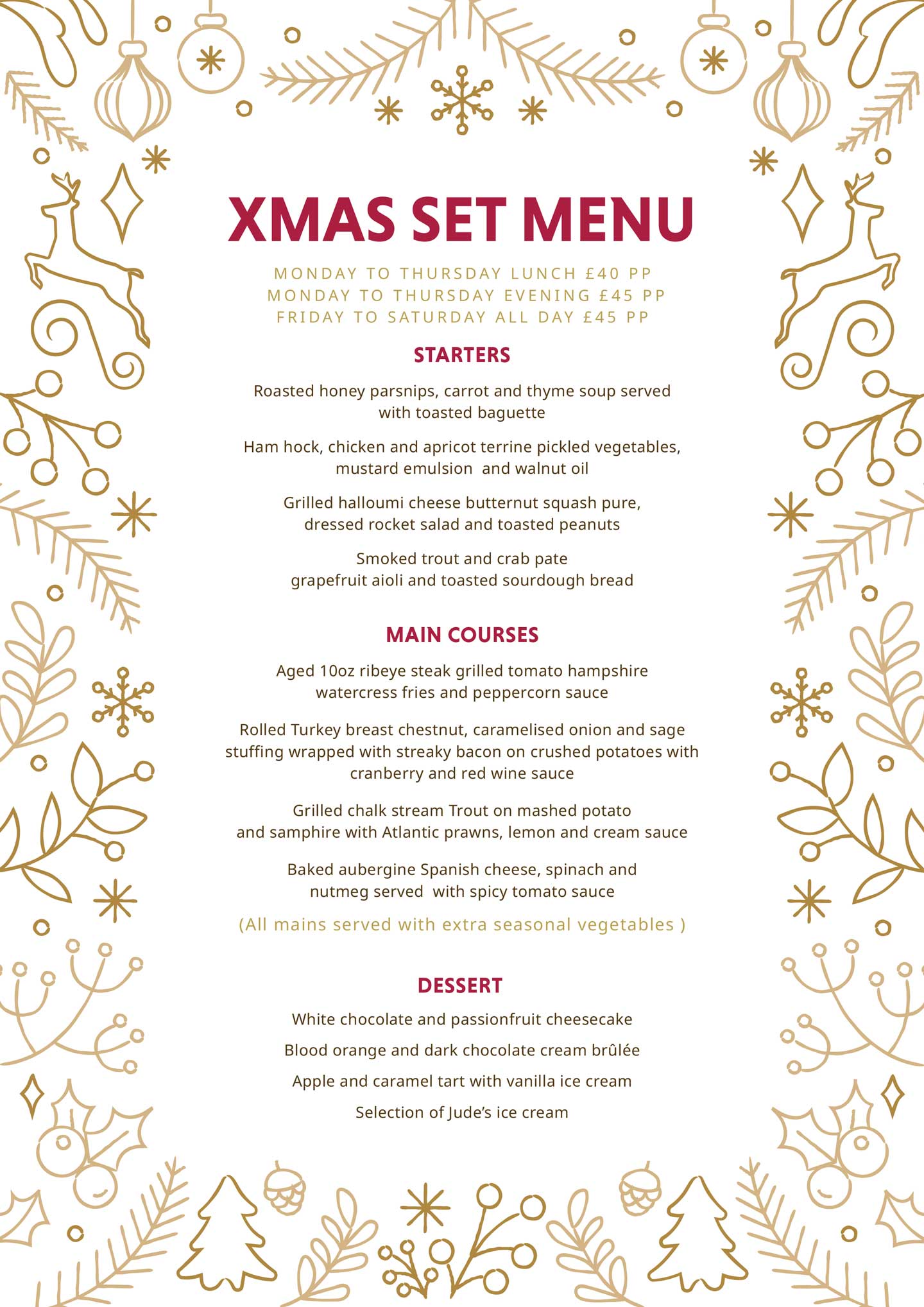 Carnicero Christmas menu 2024